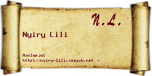 Nyiry Lili névjegykártya